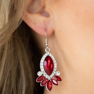 Red stone bracelet with matching earrings